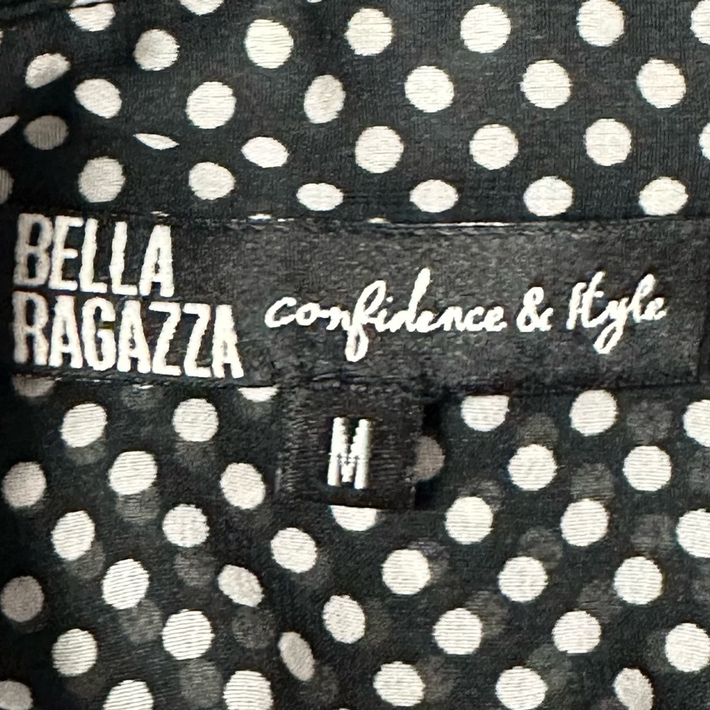 3/$10 Bella Ragazza Blouse M Polka Dot Sheer - Picture 5 of 5